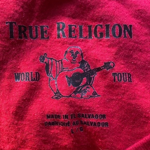 True Religion Men's True Verb Scatter Tee T-Shirt - Ruby Red - Picture 9 of 11